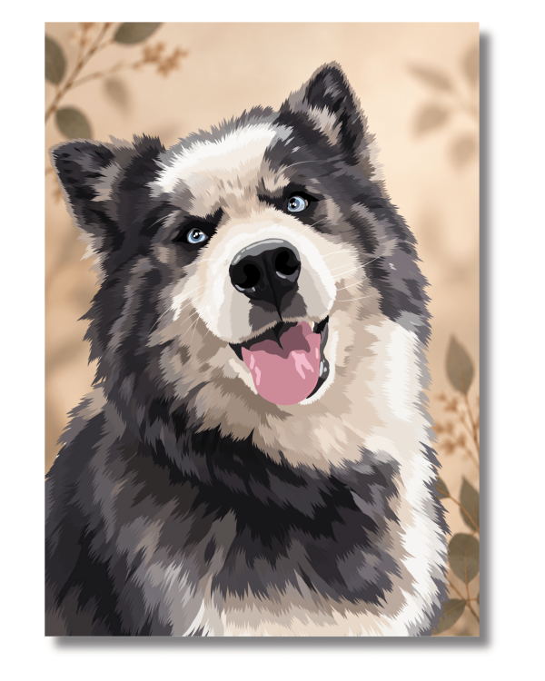 Portrait personnalisé d'animal dessiné à la main, style poil à poil